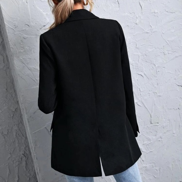 Lapel Neck Double Button Split Back Blazer - Picture 5 of 6